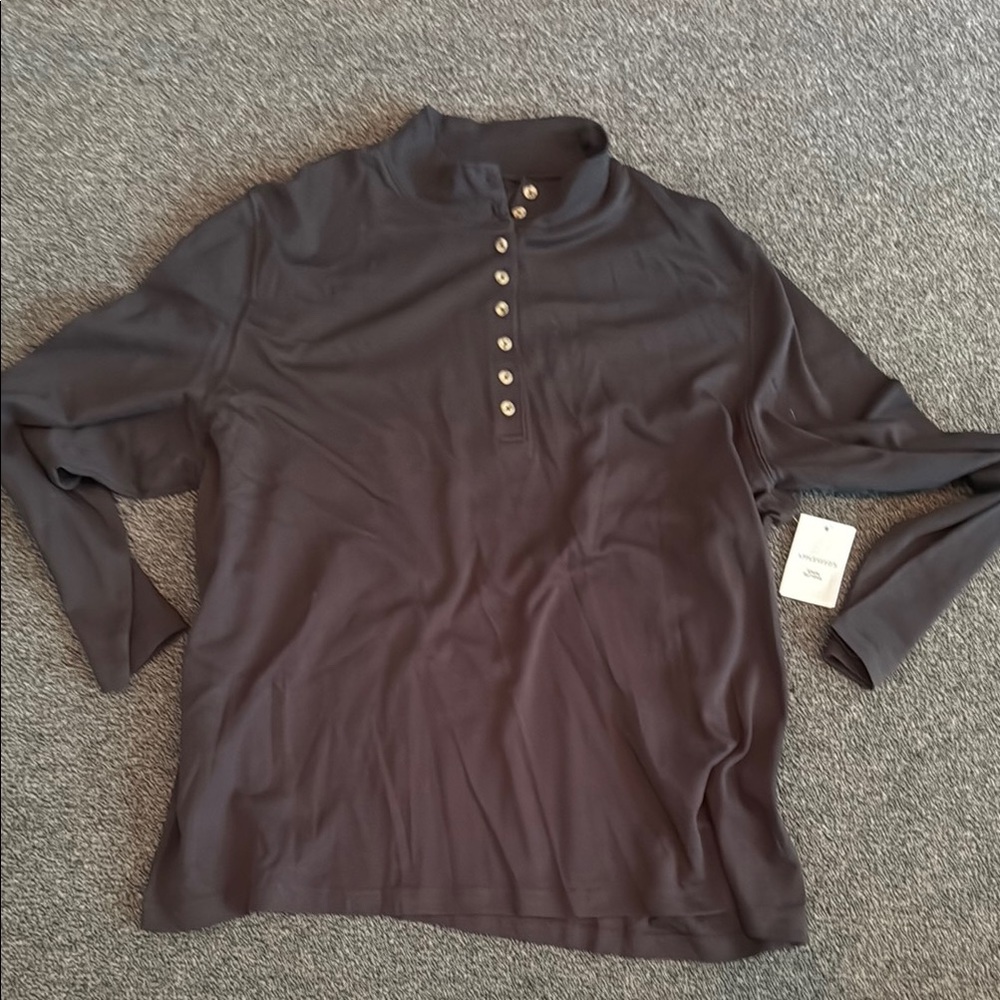 Appleseed's Woman's Black Plus Size  Long Sleeve Shirt- Plus Size 3X